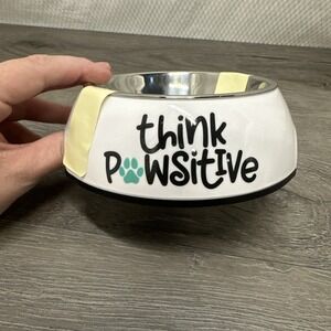 Pawsitive Pets 2 in 1 Pet Bowl Melamine Stainless Steel BPA Free Think Pawsitive